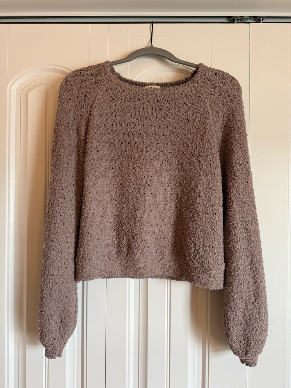 debut Taupe Crewneck Textured Knit Sweater